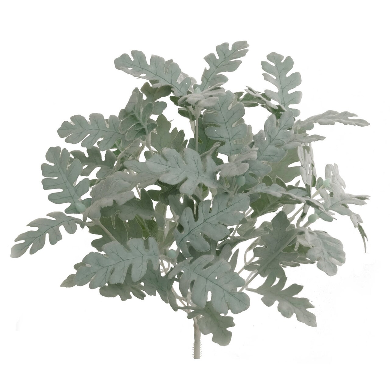 2-Pack Dusty Miller Bush with Lifelike Silk Leaves, 16” Tall Greenery for Outdoor Decor and Landscaping Projects - Floral Home by Artificial Flowers